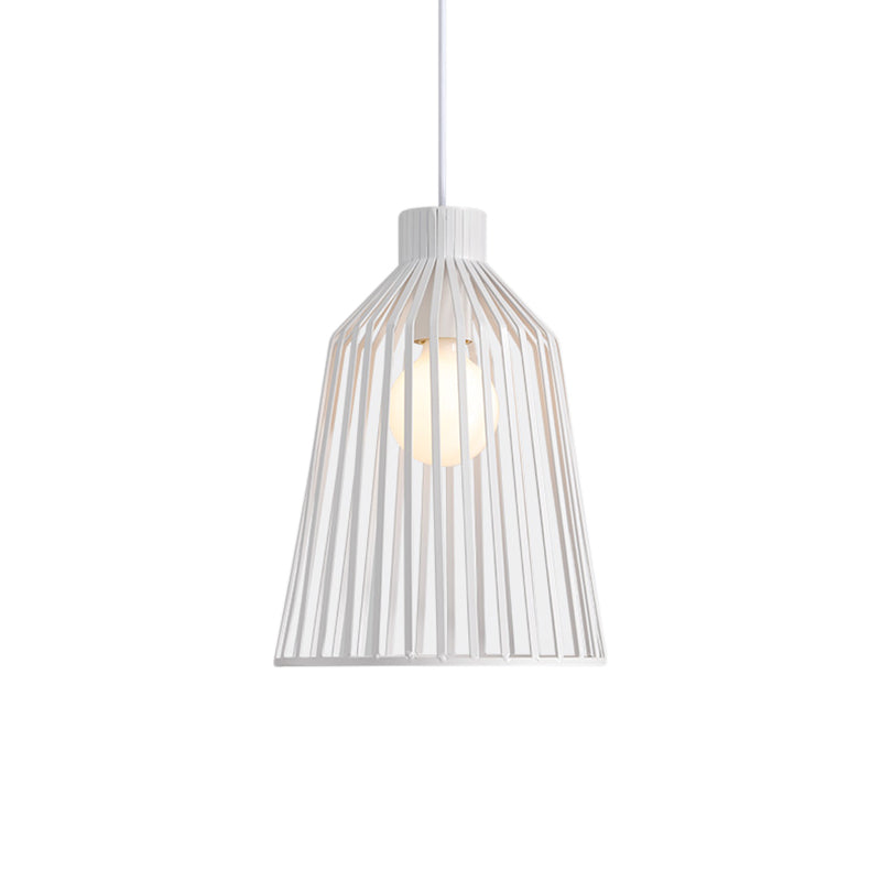 1-Licht-Anhänger-Beleuchtungsanlage mit Glockendrahtkäfig Metall Nordic Style Kitchen Island Hanging Lampe in Grau/Weiß/Kaffee