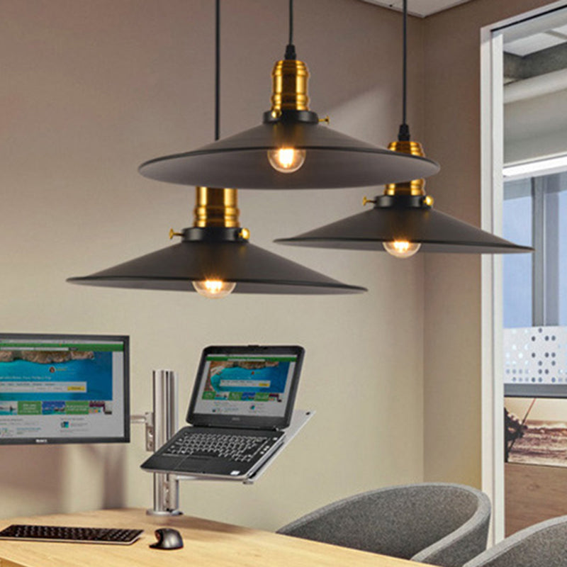 8.5"/10"/12" Wide Single Bulb Metal Pendant Light Fixture Industrial Black Flared Dining Room Hanging Lamp