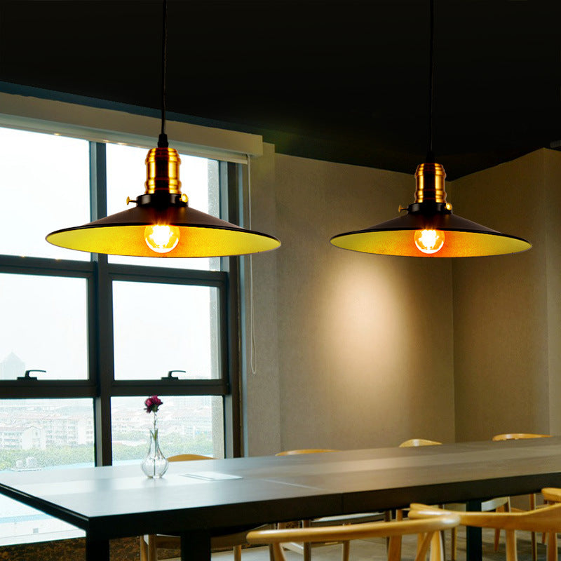 8.5"/10"/12" Wide Single Bulb Metal Pendant Light Fixture Industrial Black Flared Dining Room Hanging Lamp