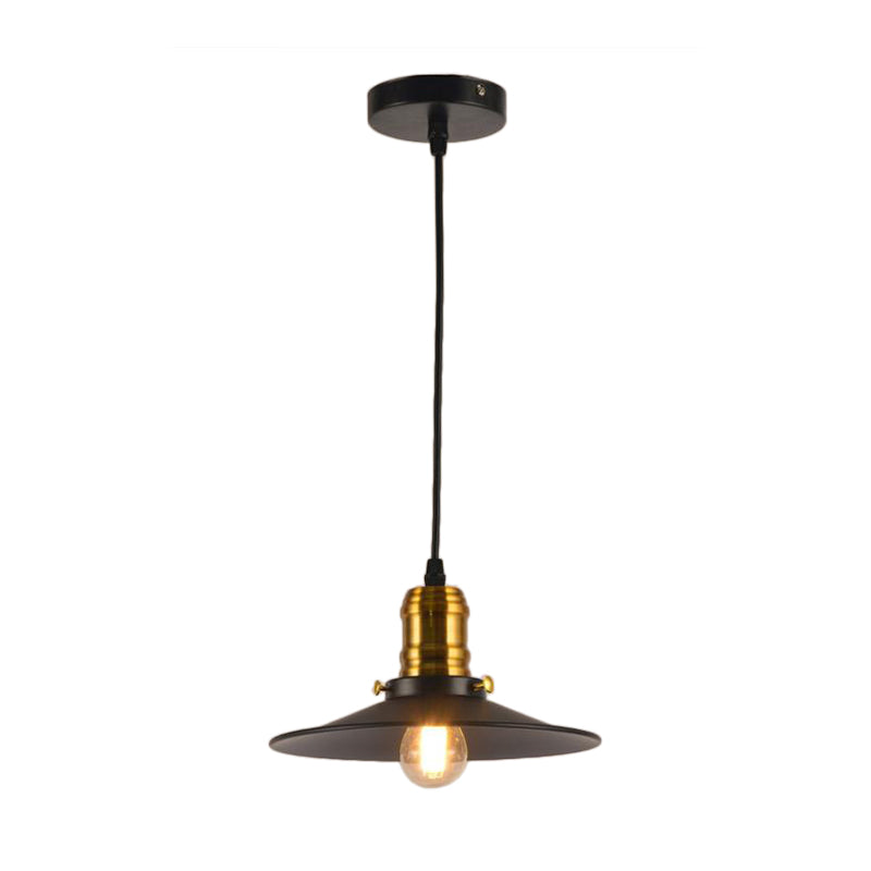 8.5"/10"/12" Wide Single Bulb Metal Pendant Light Fixture Industrial Black Flared Dining Room Hanging Lamp