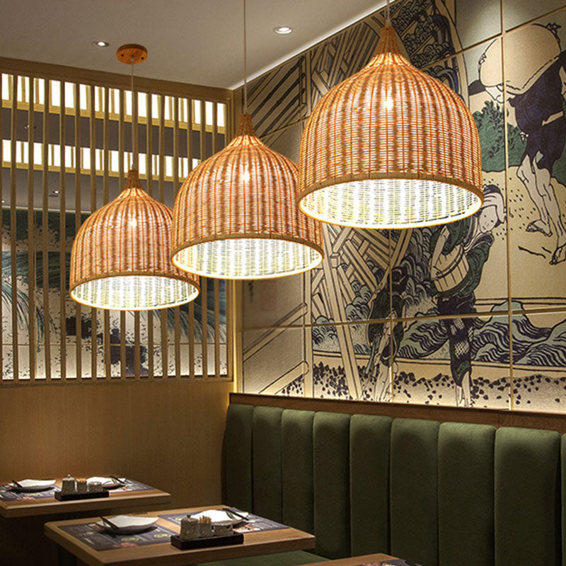 Trompete Teestoom Decke hängen leichter Bambus 1 Kopf Asiatische Style Suspension Anhängerlampe