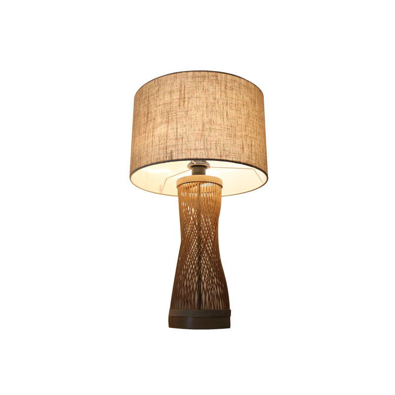 Lampada da notte di bambù a forma geometrica Light asiatico a bulbo singola luce per camera da letto