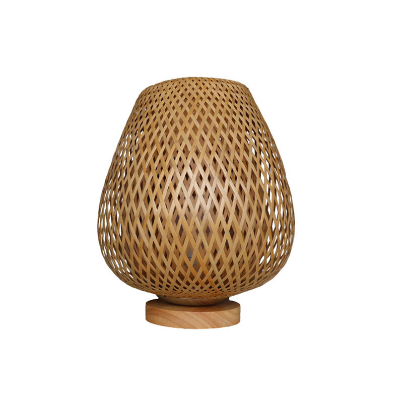 Lampada da notte di bambù a forma geometrica Light asiatico a bulbo singola luce per camera da letto