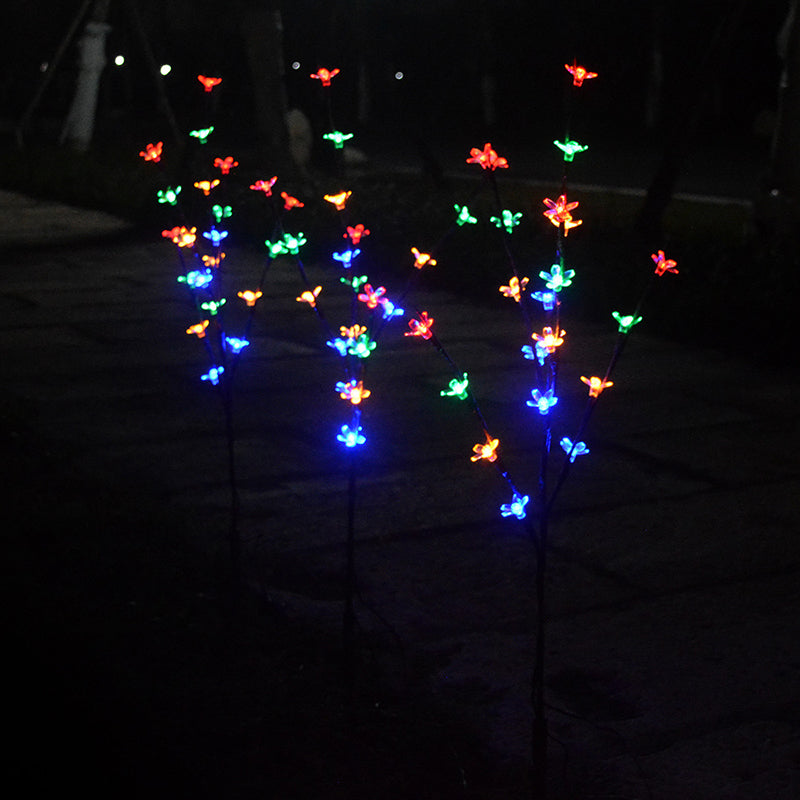 Cherry Blossom Solar Landscape Light Artistic Plastic Courtyard LED Stake Lighting