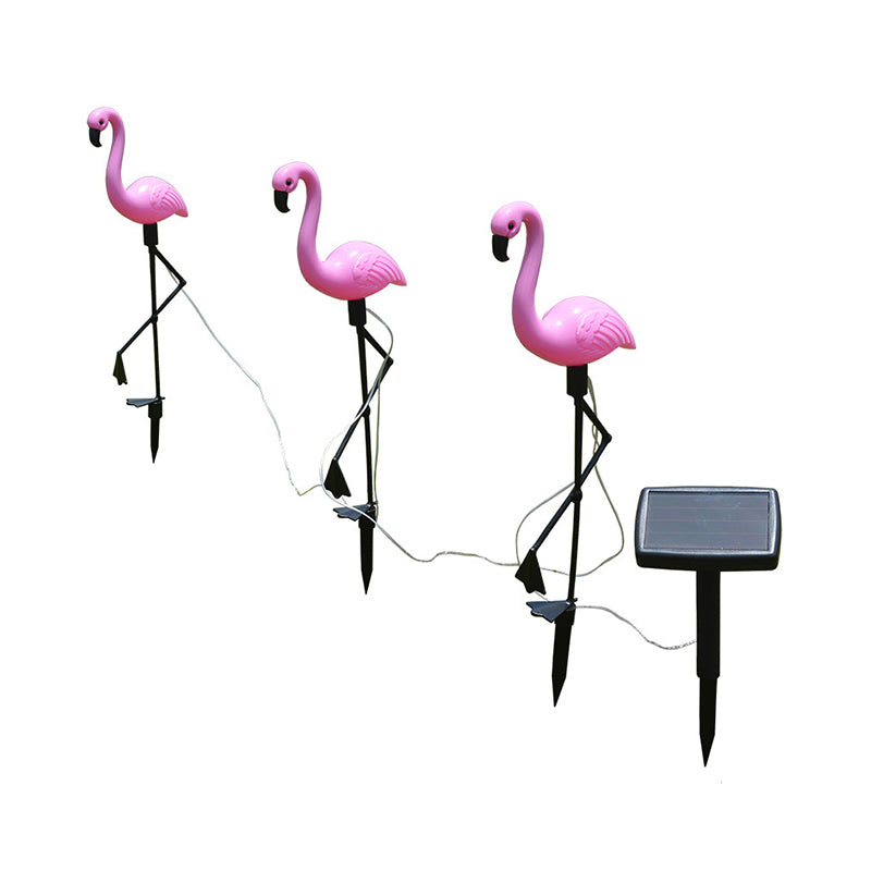 Flamingo Shaped LED Stake Light Decorative Plastic Pink Solar Landscape Lighting for Courtyard