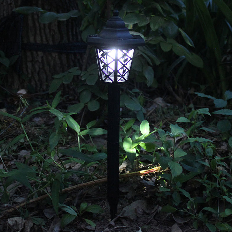 Plastic Hexagonal Solar Ground Lighting Vintage Black LED Mosquito Repellent Lamp for Courtyard