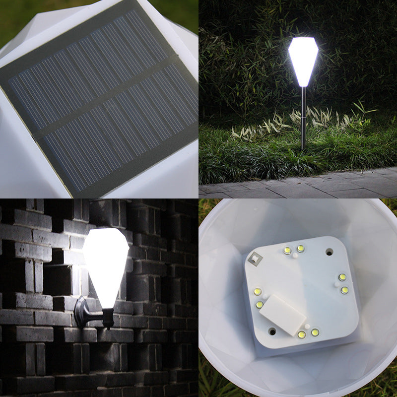 Plastic Diamond Solar Ground Lighting Contemporary White LED Landscape Light for Pathway