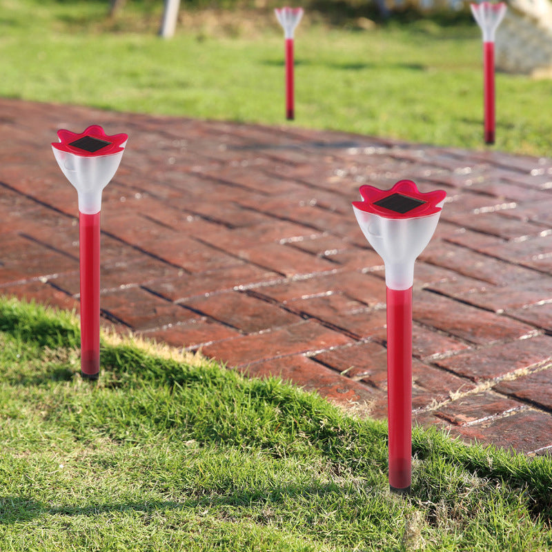 Flower Shaped Courtyard Solar Ground Light Plastic Art Decor LED Landscape Lighting
