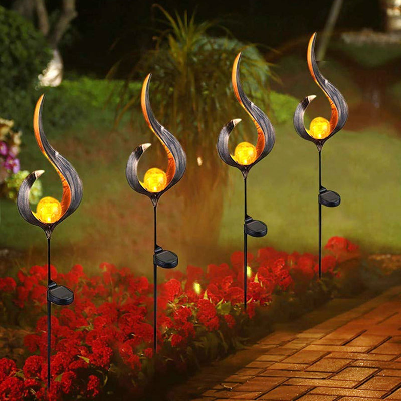 Black Cut out Solar Landscape Light Art Decor Metal LED Stake Lighting for Backyard