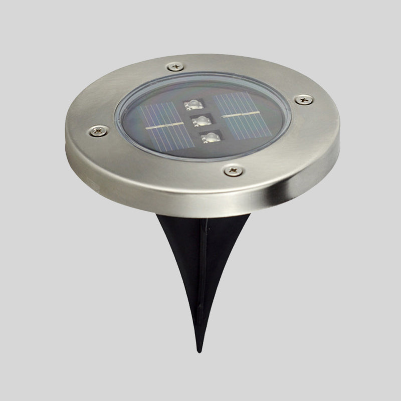 Black Round Solar Ground Lighting Contemporary Metal LED Underground Light for Garden