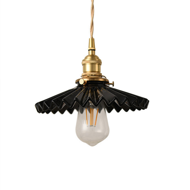 Tombre de techo de techo de techo de hierro chirriante Lámpara de comedor de luz simple vintage lámpara colgante en negro/negro