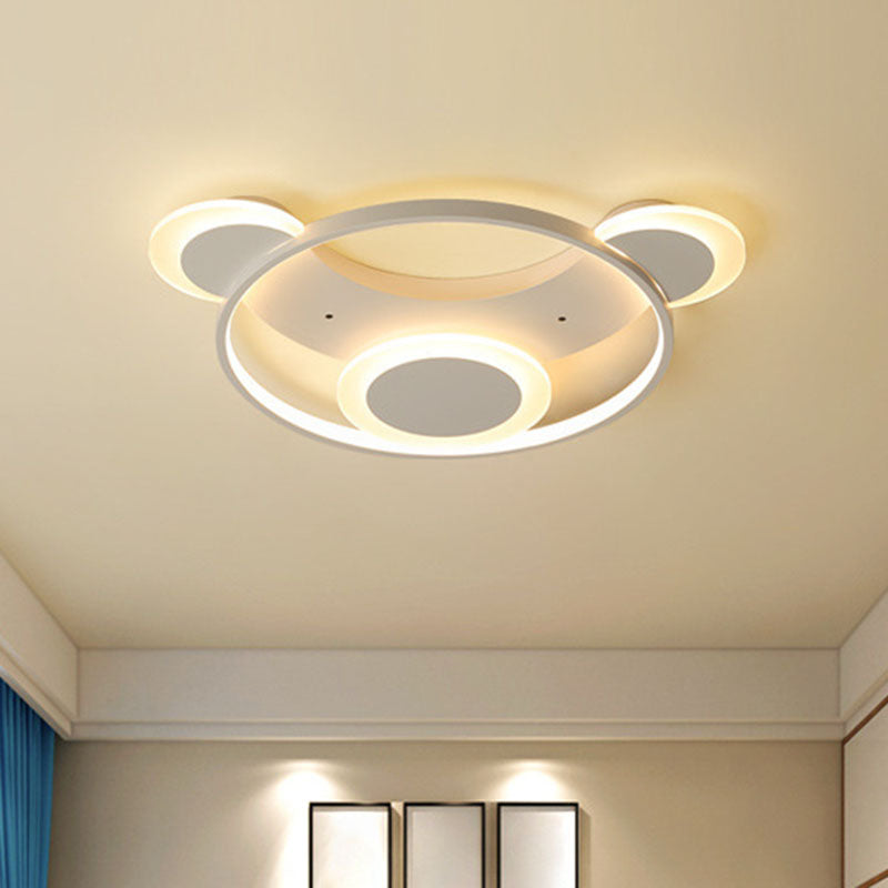 Bear Shaped Bedroom LED Flush Mount Metal Modern Flushmount Ceiling Light in White
