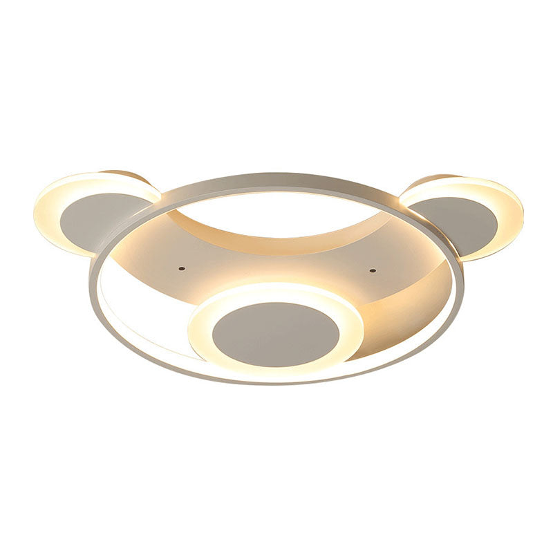 Bear Shaped Bedroom LED Flush Mount Metal Modern Flushmount Ceiling Light in White