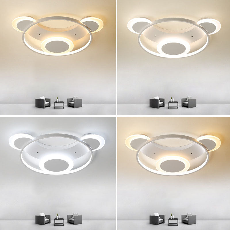 Bear Shaped Bedroom LED Flush Mount Metal Modern Flushmount Ceiling Light in White