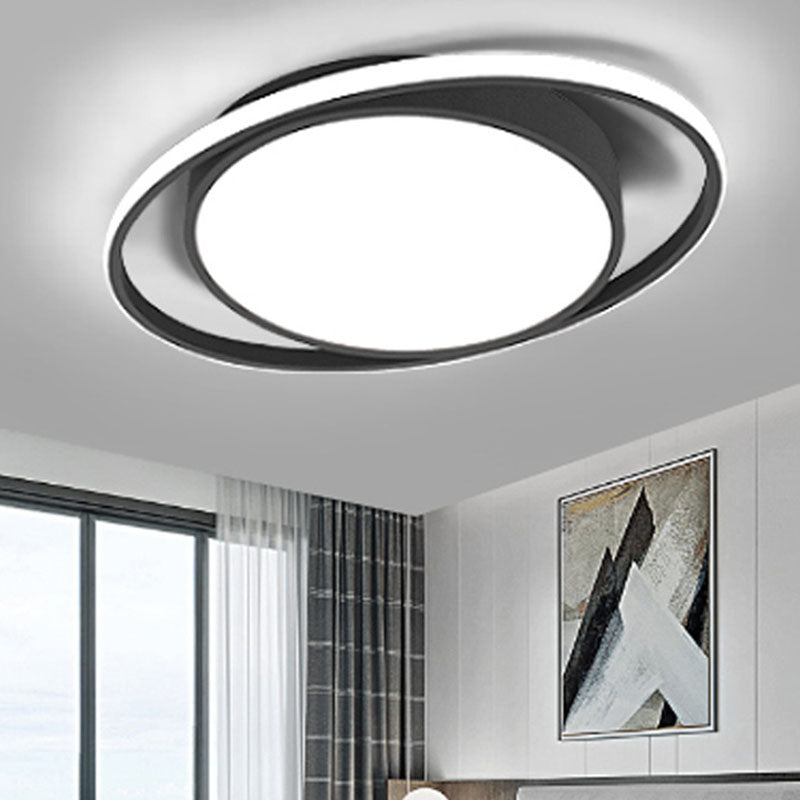 Artistique LED elliptique Flush Mount Light Metal Living Room Ceiling Light Flush Mount in Black