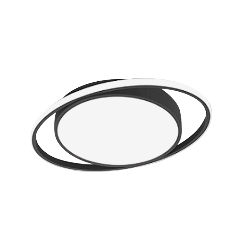 Artistique LED elliptique Flush Mount Light Metal Living Room Ceiling Light Flush Mount in Black