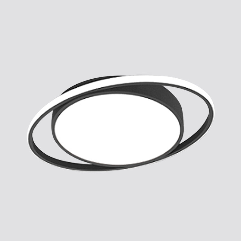 Artistic Elliptical LED Flush Mount Light Metal Living Room Ceiling Light Flush Mount in Black