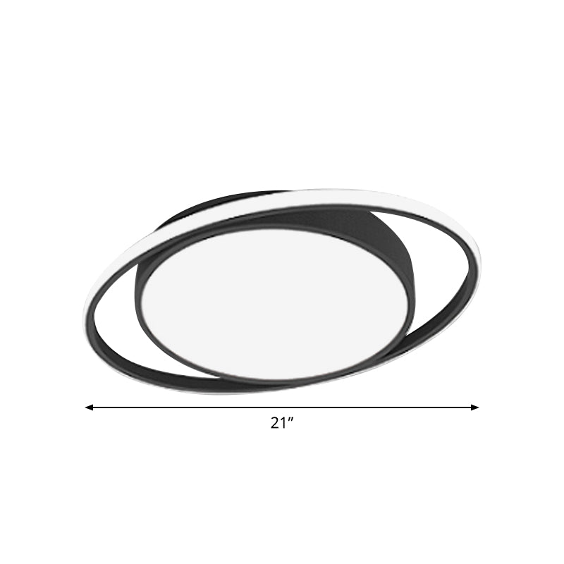 Artistique LED elliptique Flush Mount Light Metal Living Room Ceiling Light Flush Mount in Black