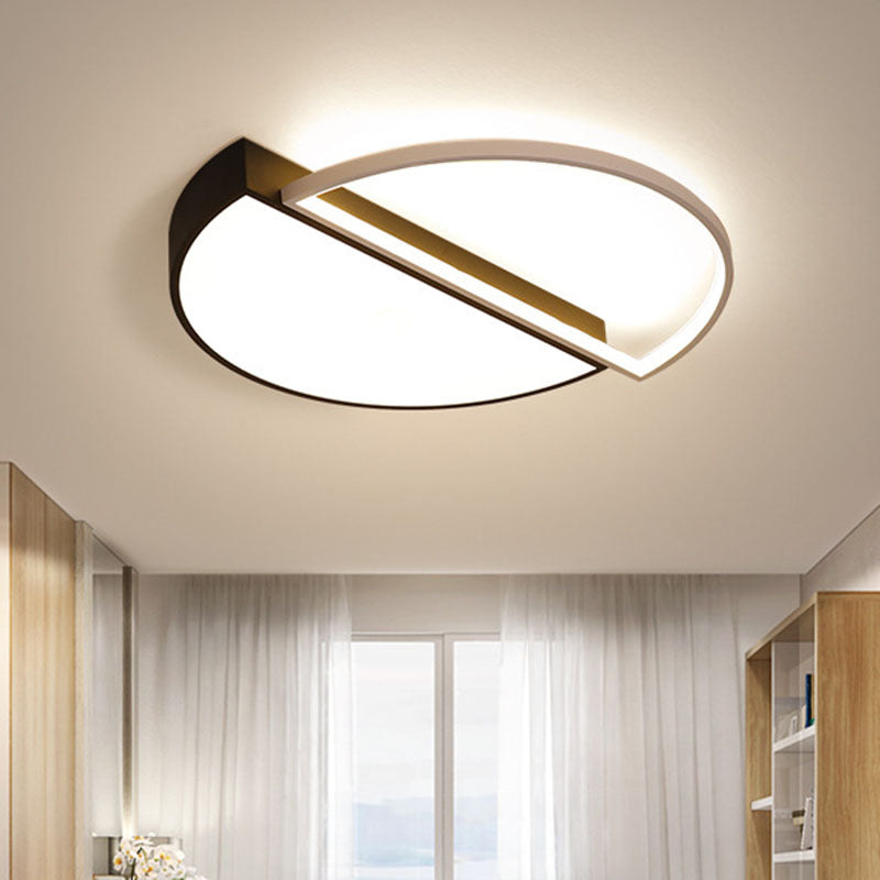 Splicing Circle Flush Mount Lighting Minimalist Metal Living Room LED Flush Mount Fixture in Nero