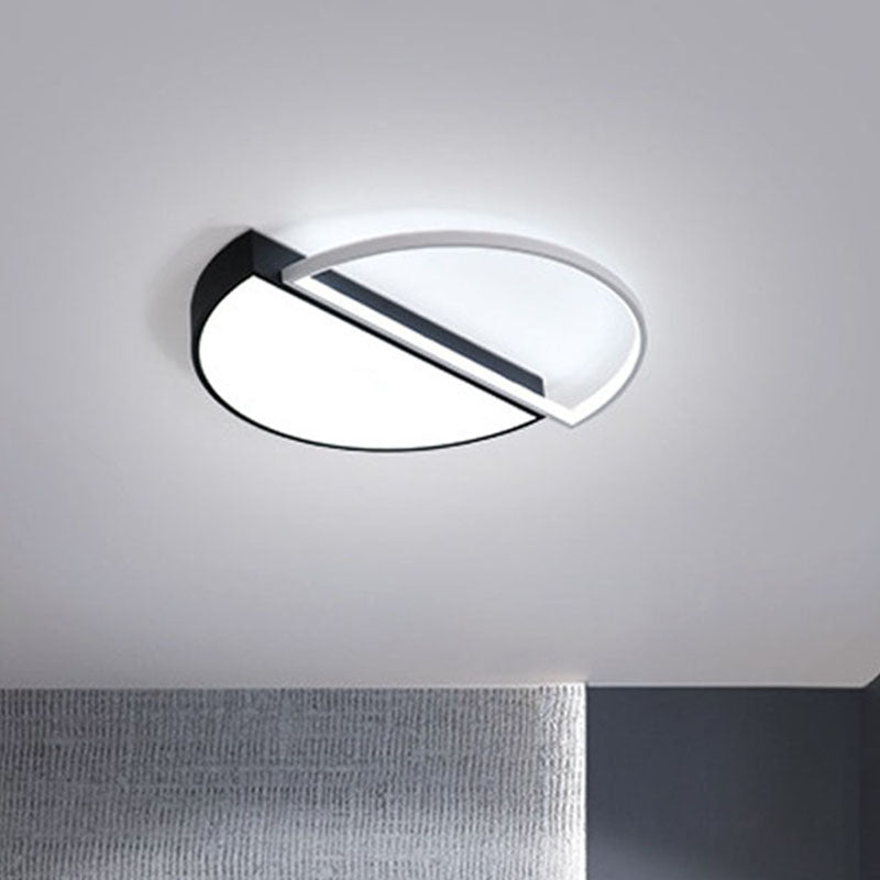 Splicing Circle Flush Mount Lighting Minimalist Metal Living Room LED Flush Mount Fixture in Nero