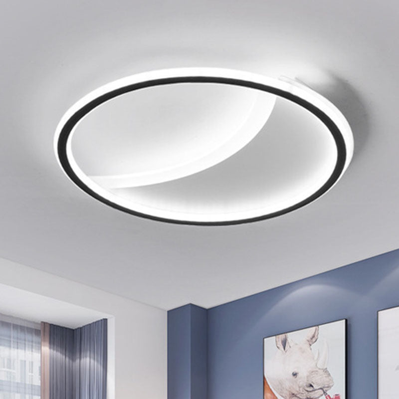 Splicing Round Acrylic Flush Ceiling Light Contemporary Black LED Flush Mount Lighting Fixture
