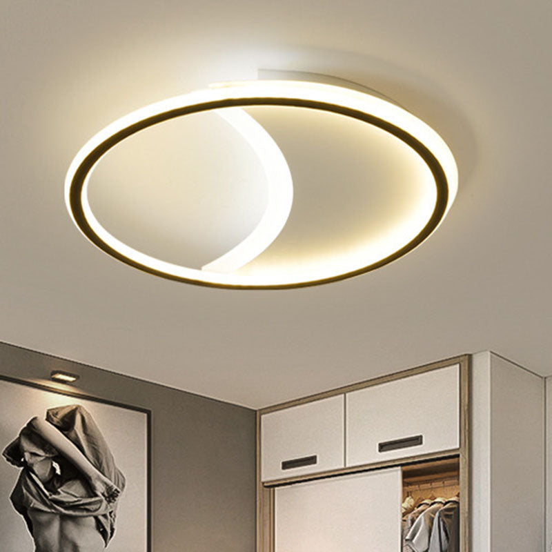 Splicing Round Acrylic Flush Ceiling Light Contemporary Black LED Flush Mount Lighting Fixture
