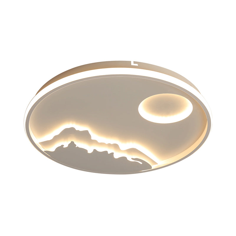 Witte ringvormige inbouwlamp Artistieke acryl LED-plafondlamp met bergdecor