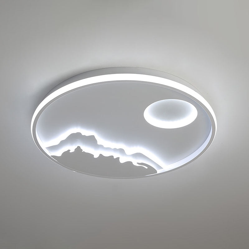 Witte ringvormige inbouwlamp Artistieke acryl LED-plafondlamp met bergdecor