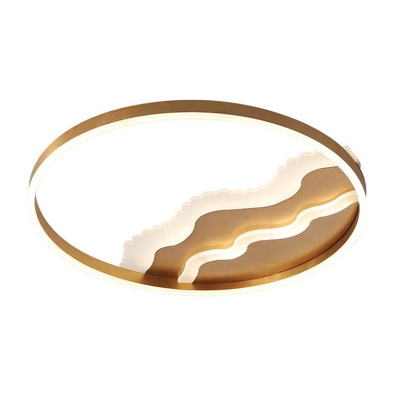 Splicing Circle Flush Mount Lighting Minimalist Metal Gold LED Flush Mount Fixture for Bedroom