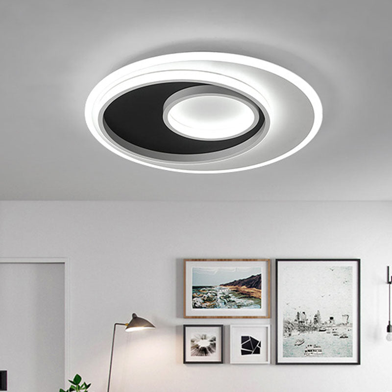 Metal Ring Flush Light Minimalist Black and White LED Flush Ceiling Light Fixture