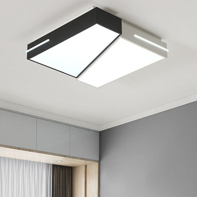 White Splicing Quadrate Flush Ceiling Light Contemporary Metal LED Flush Mount Lighting Fixture