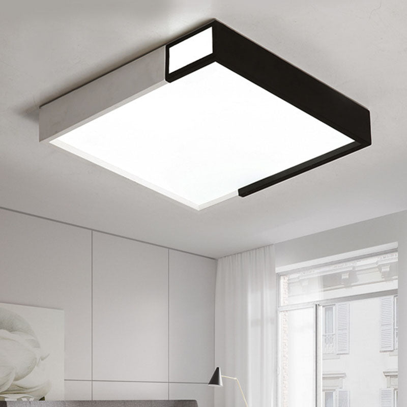 Viereckige Form LED Flush Mount Light Simple Metal Schwarz und Weiß Deckenlicht Flush Mount