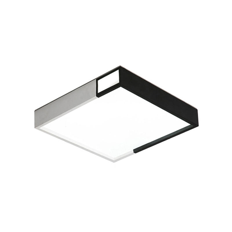 Viereckige Form LED Flush Mount Light Simple Metal Schwarz und Weiß Deckenlicht Flush Mount
