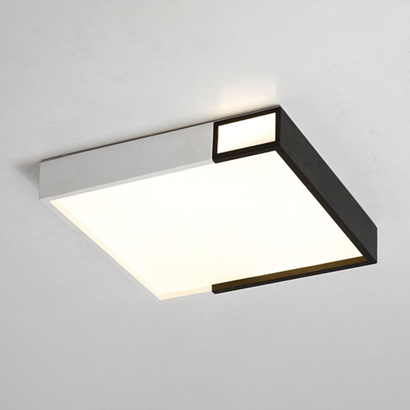 Viereckige Form LED Flush Mount Light Simple Metal Schwarz und Weiß Deckenlicht Flush Mount