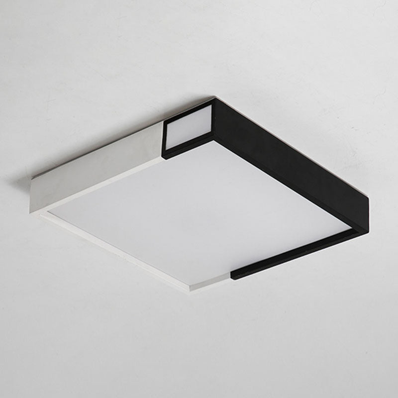 Quadrilateral Shape LED Flush Mount Light Simple Metal Black and White Ceiling Light Flush Mount
