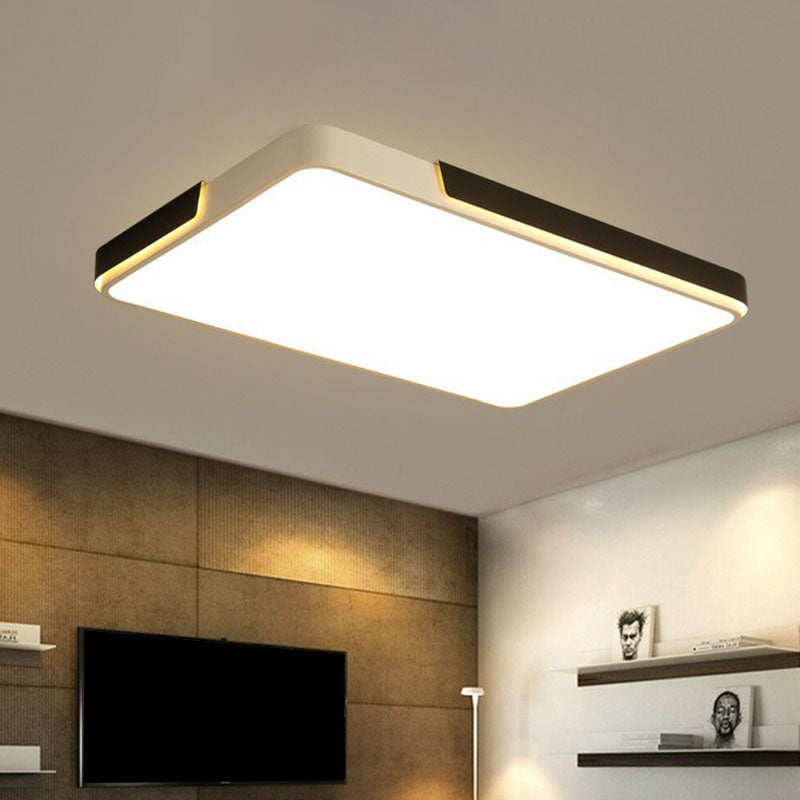Geometric Living Room Flush Light Metal Artistic LED Flush Ceiling Light Fixture in Black and White