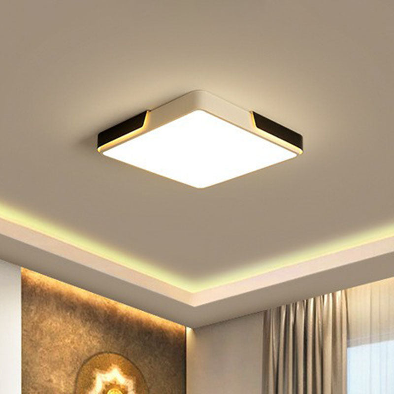 Geometric Living Room Flush Light Metal LED Flush Ceiling Light Fixture in Black and White