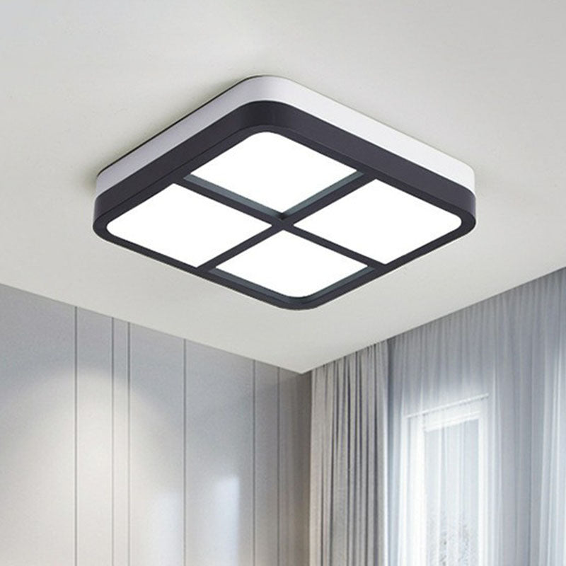 Minimal Splicing Quadrate Flush Ceiling Light Metal Living Room LED Flush Mount Lighting Fixture in Black and White