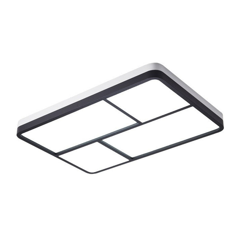 Minimal Splicing Quadrate Flush Ceiling Light Metal Living Room LED Flush Mount Lighting Fixture in Black and White