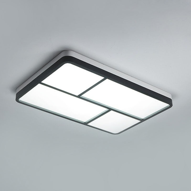 Minimal Splicing Quadrate Flush Ceiling Light Metal Living Room LED Flush Mount Lighting Fixture in Black and White