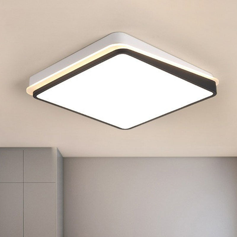 Quadrilateral Metal Flush Mount Lighting Minimalist Black and White LED Flush Mount Fixture