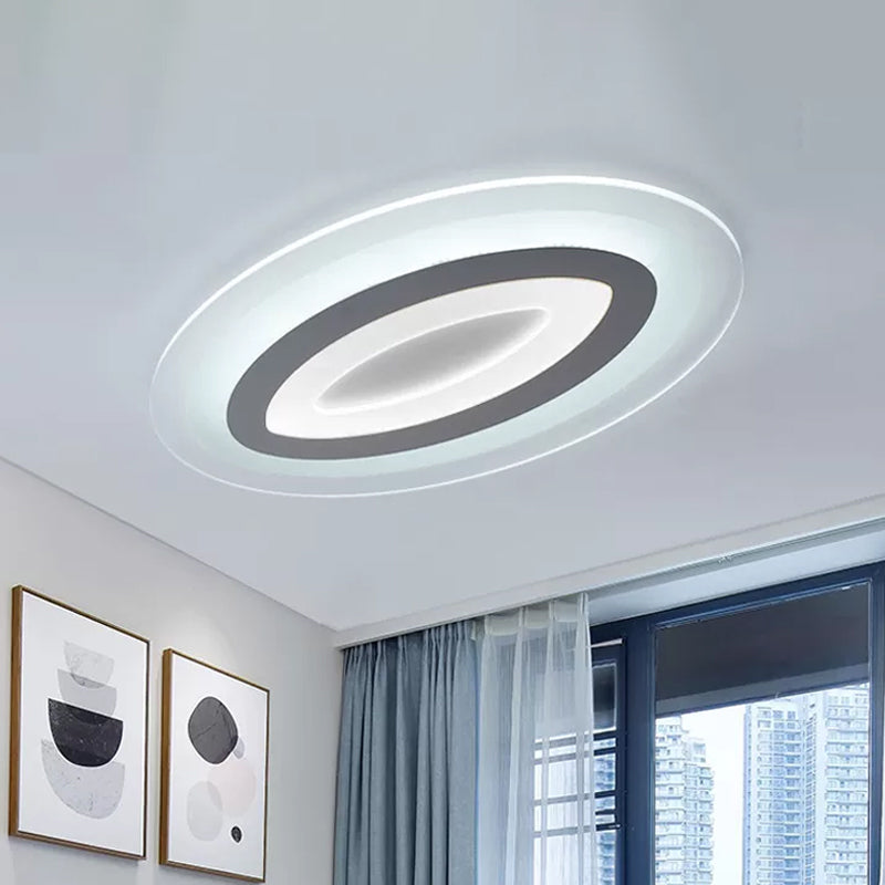 White Oval LED Flush Mount Fixture Minimalist Acrylic LED Flush Mount Lighting for Living Room