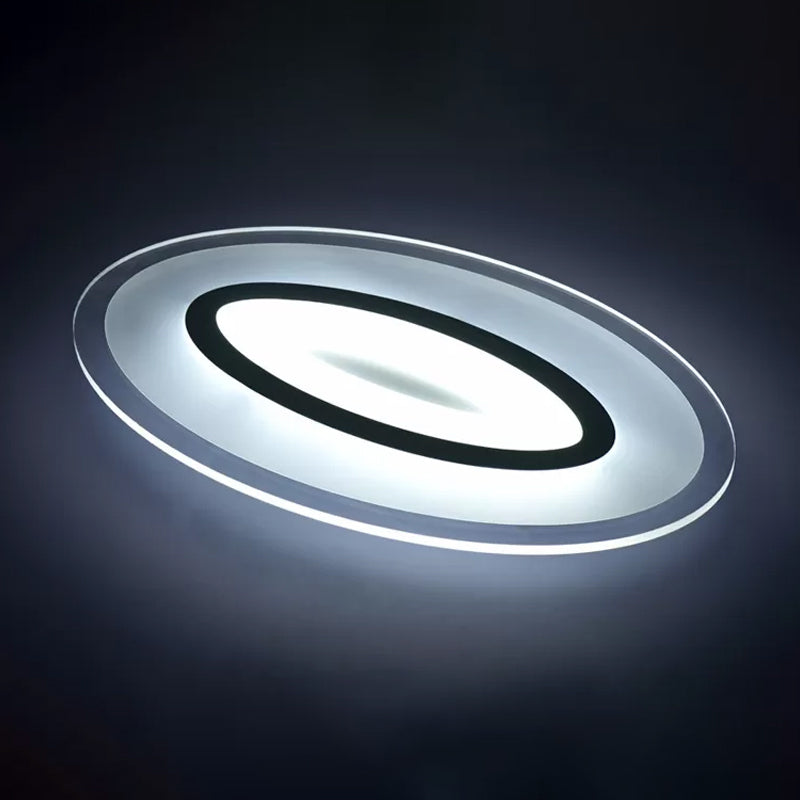 White Oval LED Flush Mount Fixture Minimalist Acrylic LED Flush Mount Lighting for Living Room