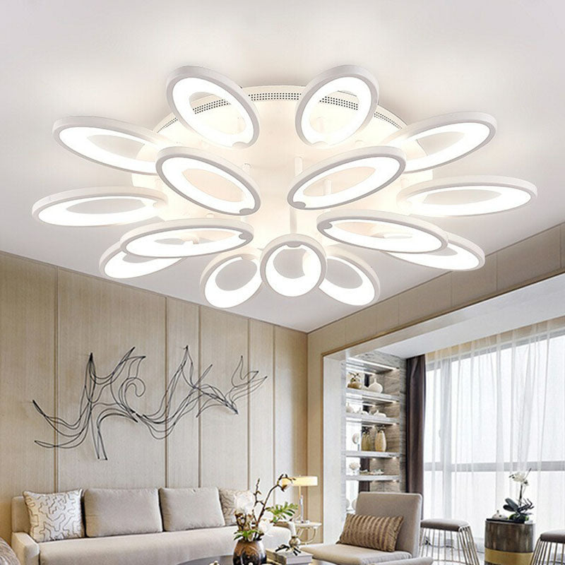 Elliptical LED Semi Flush Mount Modern Acrylic White Flushmount Ceiling Light for Living Room