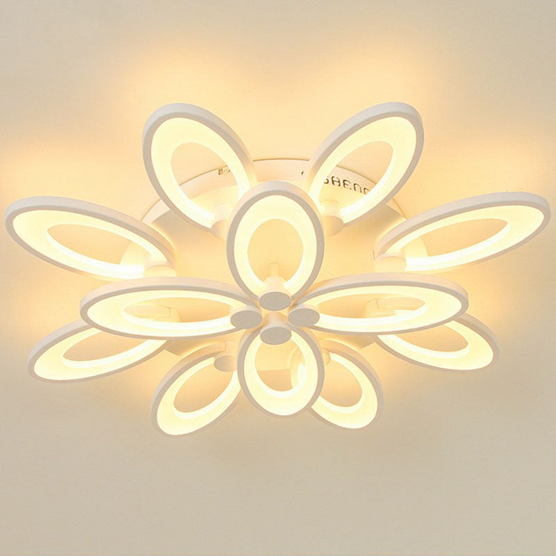 Elliptical LED Semi Flush Mount Modern Acrylic White Flushmount Ceiling Light for Living Room