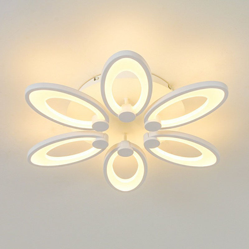 Elliptical LED Semi Flush Mount Modern Acrylic White Flushmount Ceiling Light for Living Room