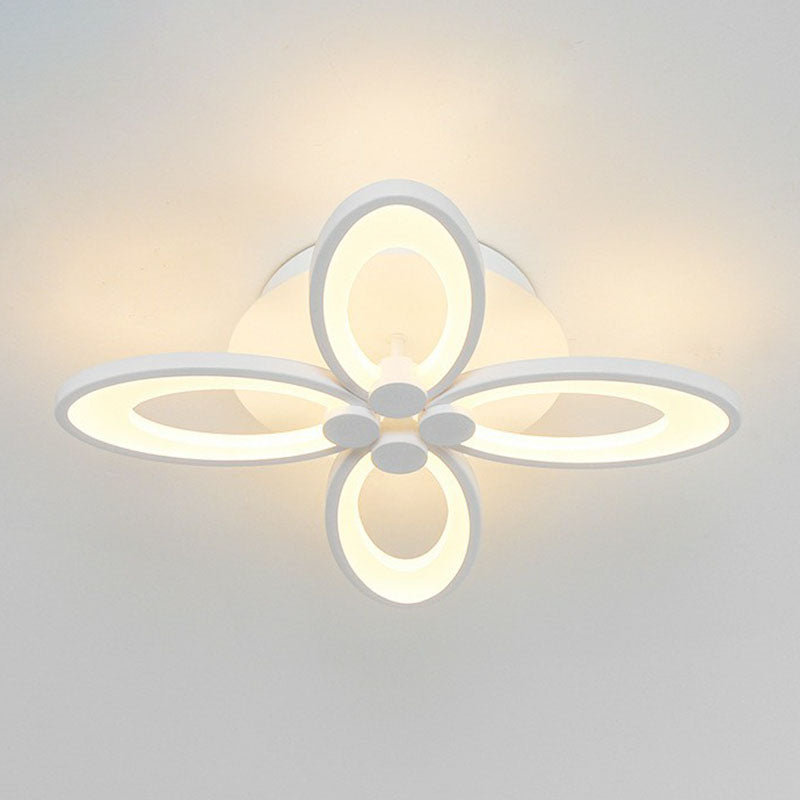 Elliptical LED Semi Flush Mount Modern Acrylic White Flushmount Ceiling Light for Living Room