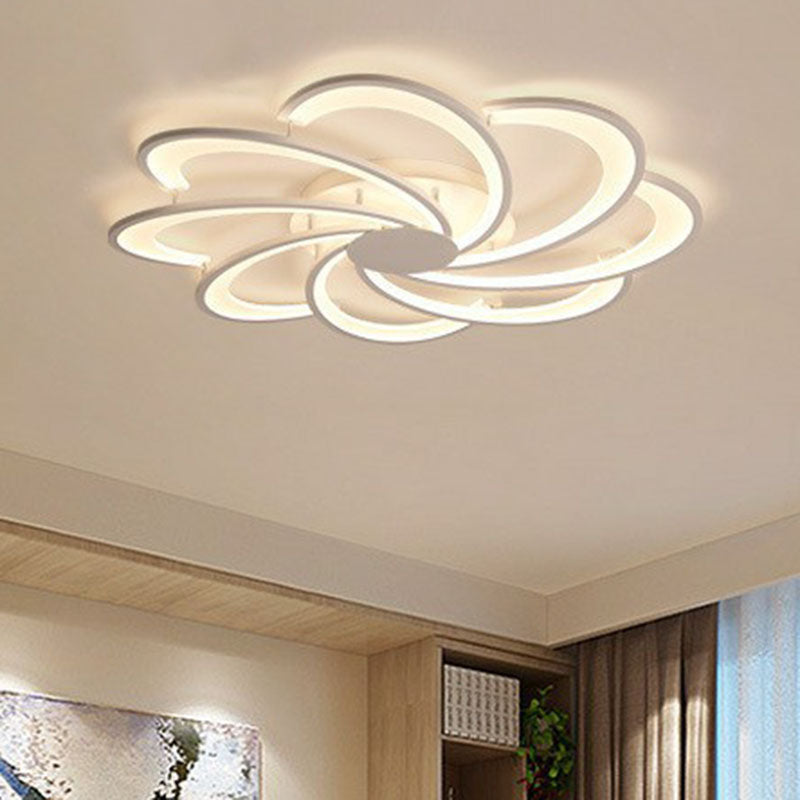 Flower Living Room Flush Ceiling Light Acrylic Contemporary LED Semi Flush Mount Lighting Fixture in White