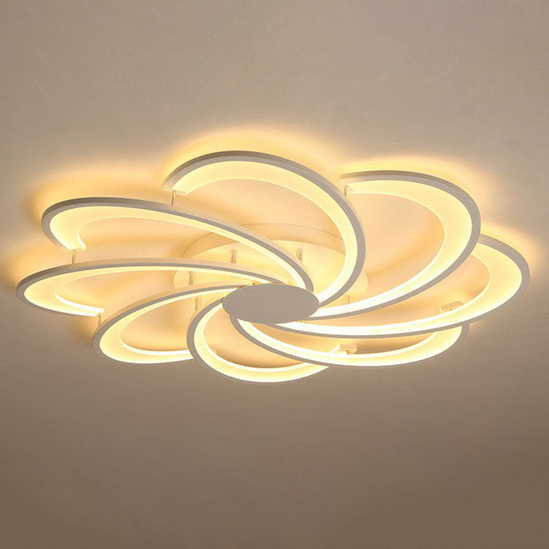 Flower Living Room Flush Ceiling Light Acrylic Contemporary LED Semi Flush Mount Lighting Fixture in White