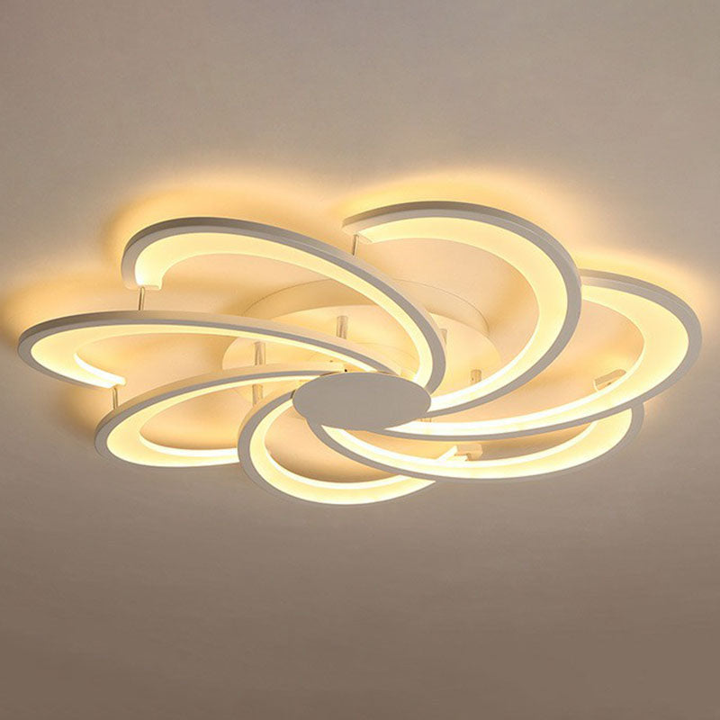 Flower Living Room Flush Ceiling Light Acrylic Contemporary LED Semi Flush Mount Lighting Fixture in White